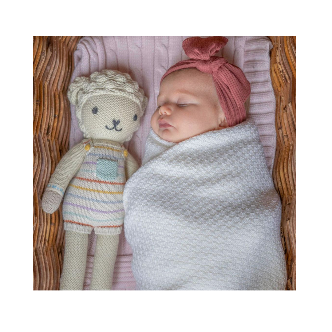 100% Merino Baby Blanket - Basketweave in Bianco