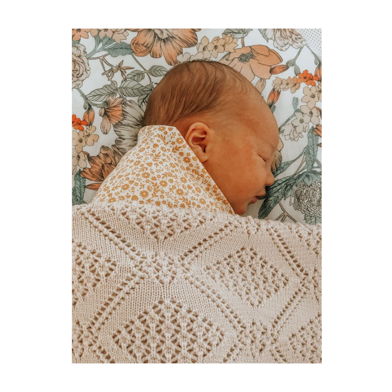 100% Merino Baby Blanket - Geometric in Dusky Pink