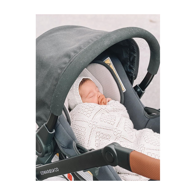 100% Merino Baby Blanket - Geometric in Oatmeal
