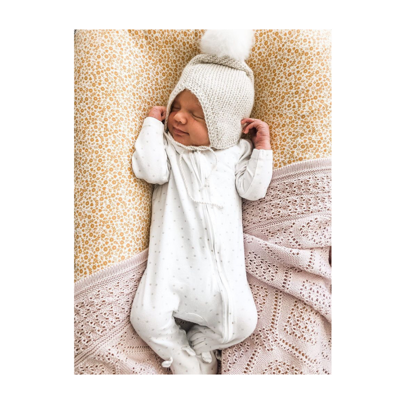 100% Merino Baby Blanket - Geometric in Dusky Pink