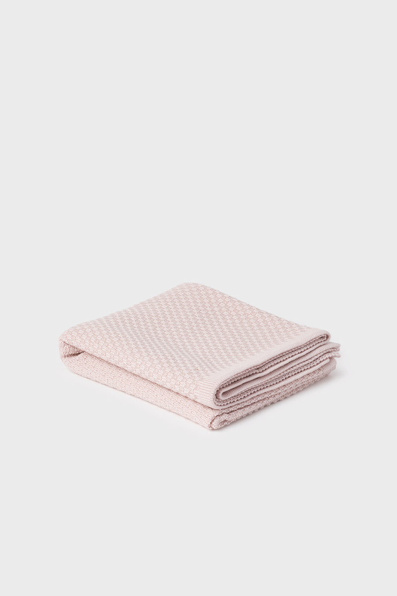 100% Merino Baby Blanket - Basketweave in Dusky Pink