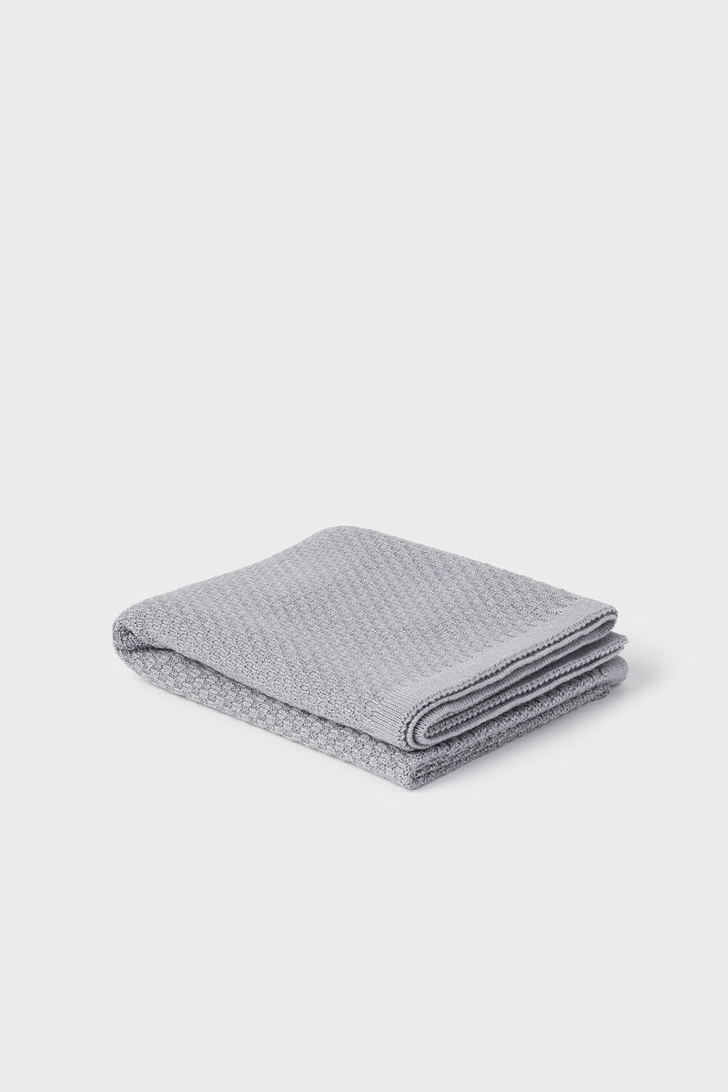 100% Merino Baby Blanket - Basketweave in Mid Grey