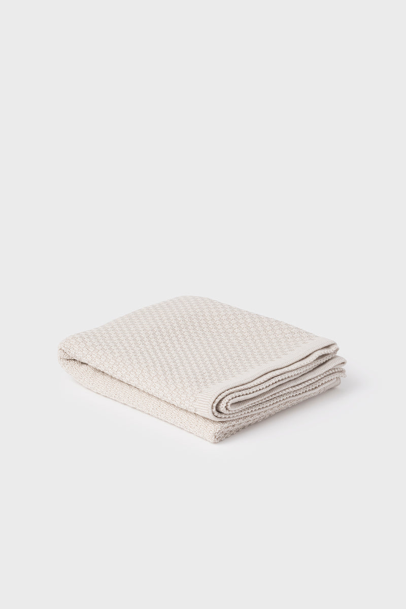 100% Merino Baby Blanket - Basketweave in Oatmeal