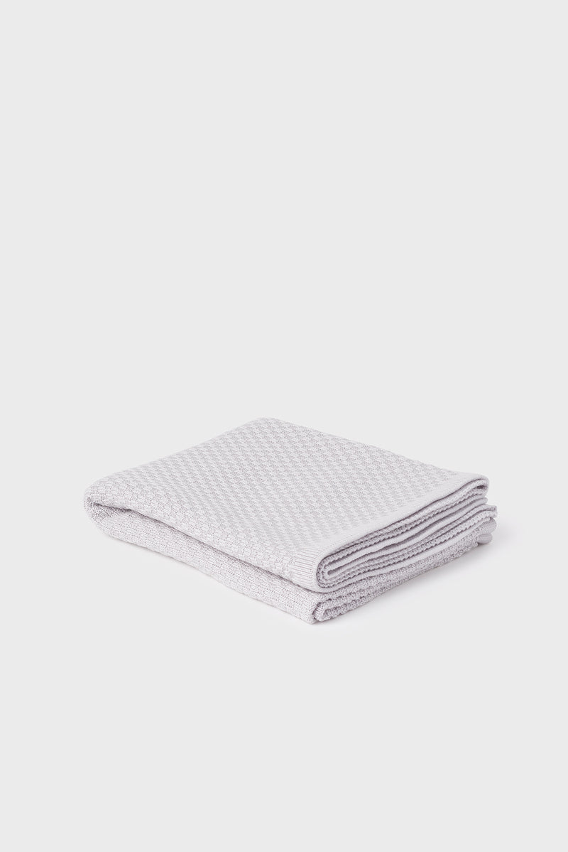 Powder Grey Baby Blanket - Basketweave 100% Merino
