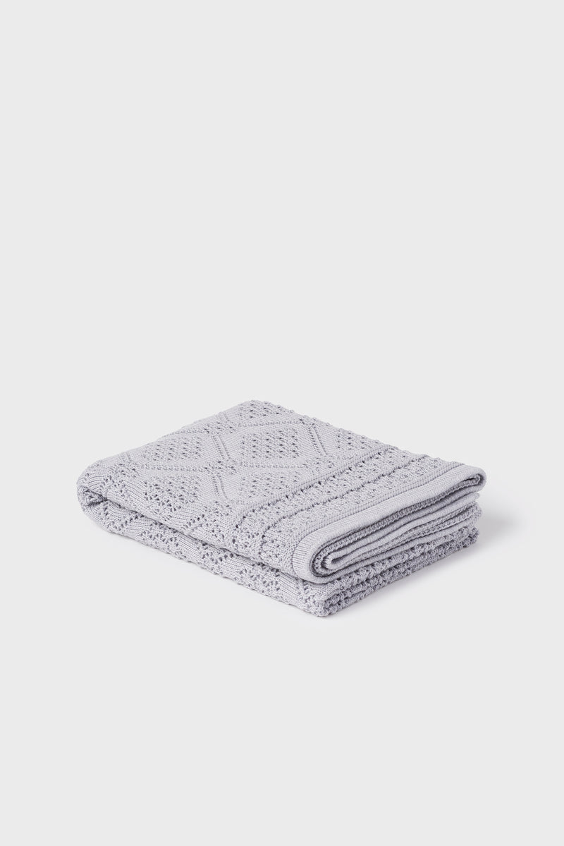 Heirloom Baby Blanket - Geometric Pattern in Cygnet Grey - 100% Merino
