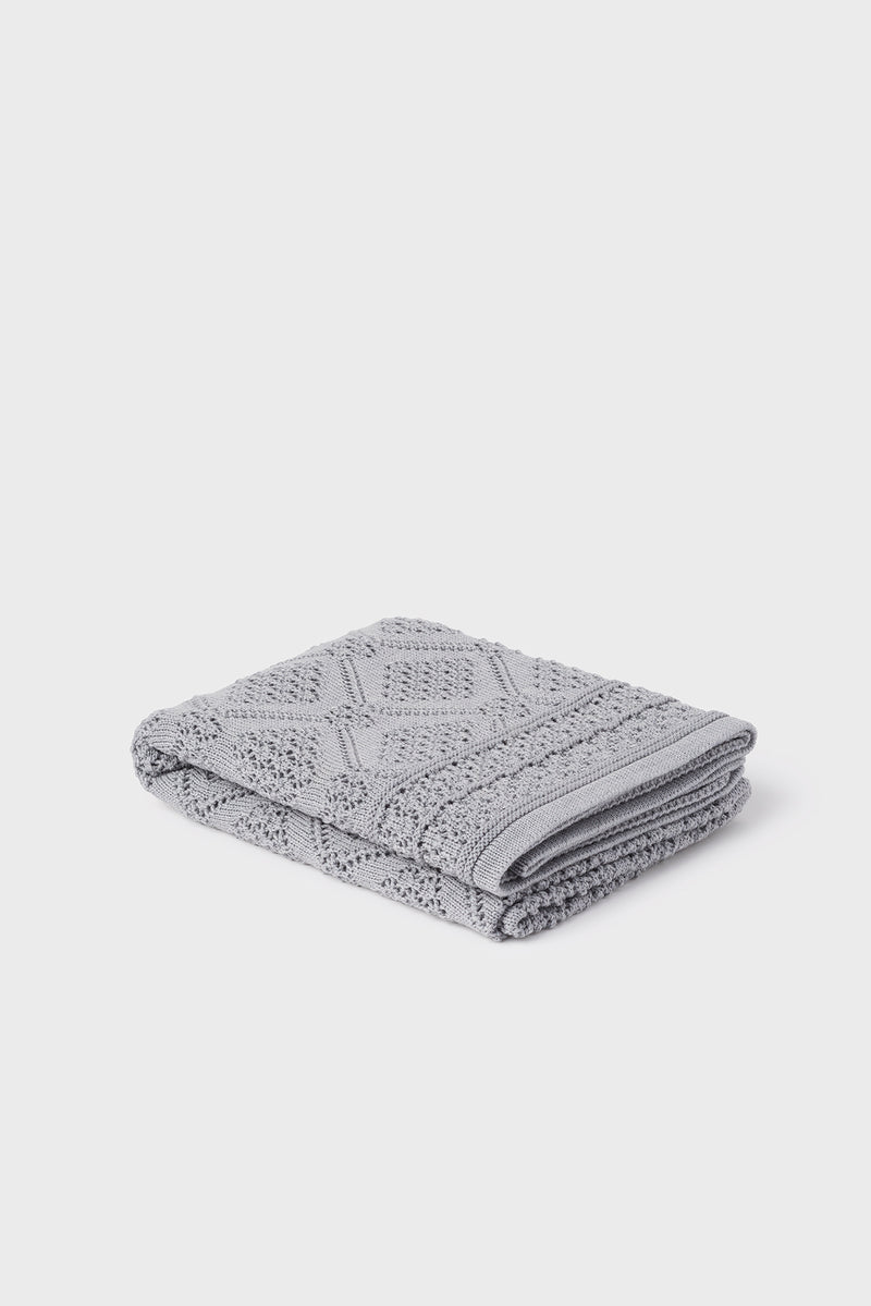 100% Merino Baby Blanket - Geometric in Mid Grey