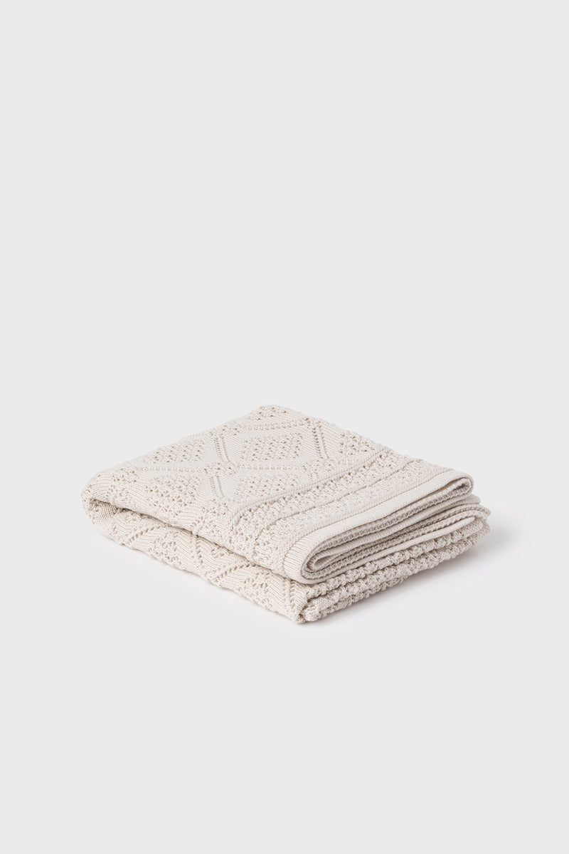 Heirloom Baby Blanket - Geometric Pattern in Oatmeal - 100% Merino