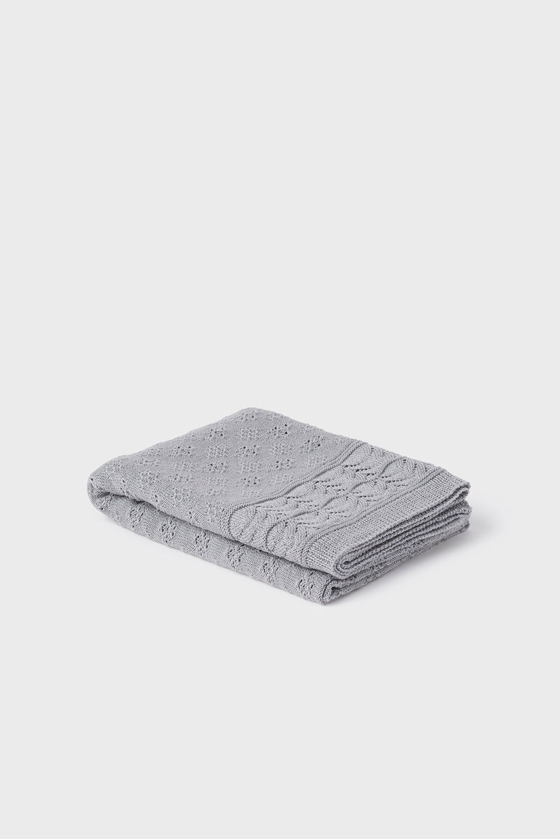 100% Merino Baby Blanket - Vintage Inspired in Mid Grey