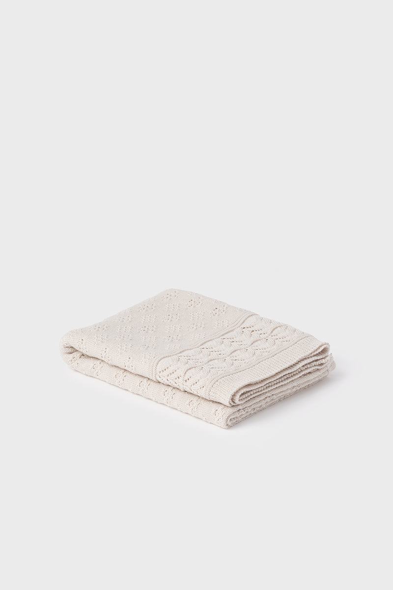 Vintage Baby Blanket in Oatmeal - 100% Merino