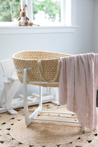 100% Merino Baby Blanket - Vintage Inspired in Dusky Pink