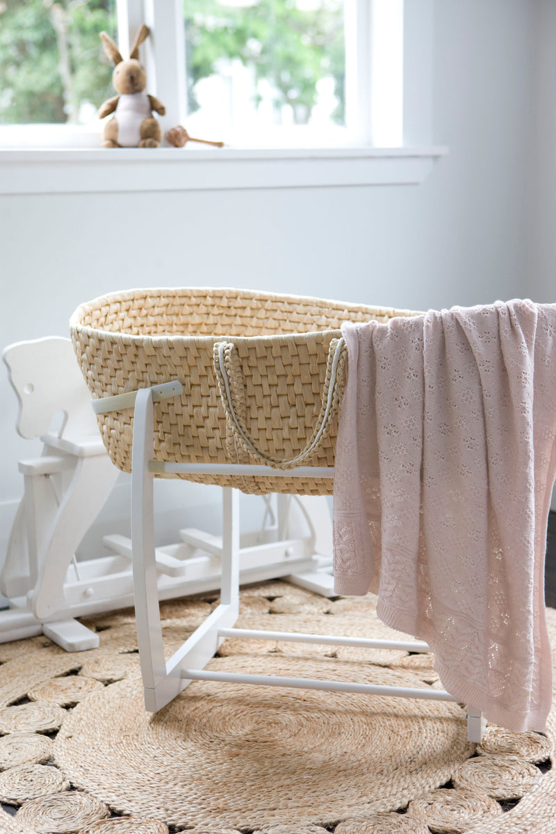100% Merino Baby Blanket - Vintage Inspired in Dusky Pink