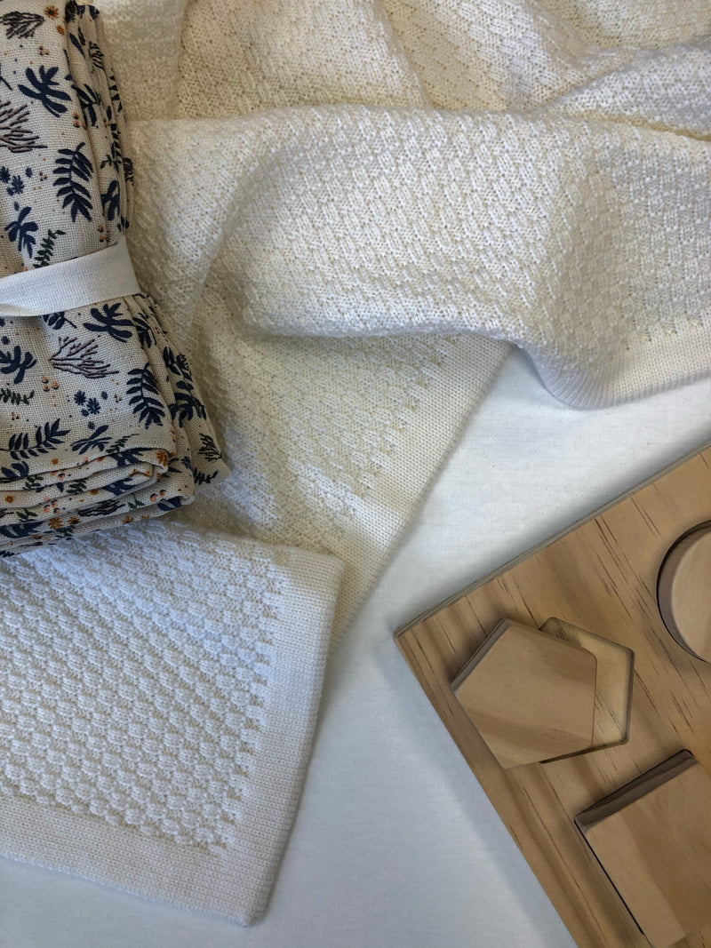 Bianco Baby Blanket - Basketweave 100% Merino